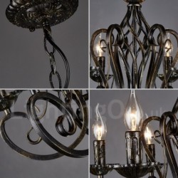 21" Wide 6 Light Industrial Style Steel Lighting Pendant Chandelier