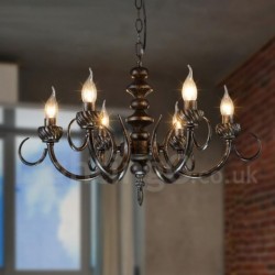 25" Wide 6 Light Industrial Style Steel Lighting Pendant Chandelier