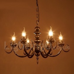 25" Wide 6 Light Industrial Style Steel Lighting Pendant Chandelier