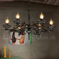 26" Wide 6 Light Industrial Style Steel Lighting Pendant Chandelier