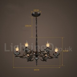 26" Wide 6 Light Industrial Style Steel Lighting Pendant Chandelier