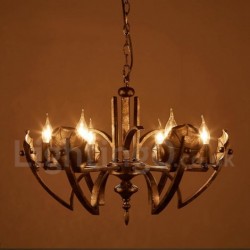 27" Wide 6 Light Industrial Style Steel Lighting Pendant Chandelier