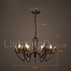 27" Wide 6 Light Industrial Style Steel Lighting Pendant Chandelier