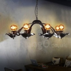 8 Light 38" Wide Industrial Style Steel Lighting Pendant Chandelier