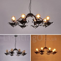 8 Light 38" Wide Industrial Style Steel Lighting Pendant Chandelier