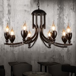 22" Wide 6 Light Industrial Style Steel Lighting Pendant Chandelier