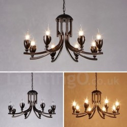 22" Wide 6 Light Industrial Style Steel Lighting Pendant Chandelier