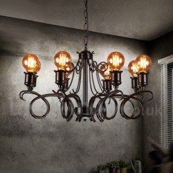 28" Wide 8 Light Industrial Style Steel Lighting Pendant Chandelier