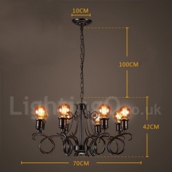 28" Wide 8 Light Industrial Style Steel Lighting Pendant Chandelier