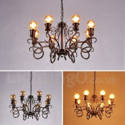 28" Wide 8 Light Industrial Style Steel Lighting Pendant Chandelier