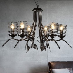 6 Light 31" Wide Industrial Style Steel Lighting Pendant Chandelier