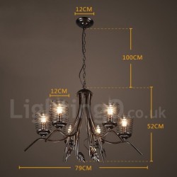 6 Light 31" Wide Industrial Style Steel Lighting Pendant Chandelier