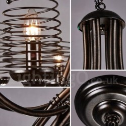 6 Light 31" Wide Industrial Style Steel Lighting Pendant Chandelier