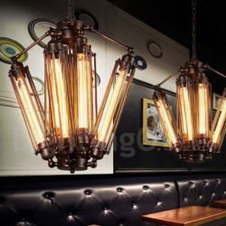 19" Wide Industrial Style Steel Lighting Pendant Chandelier