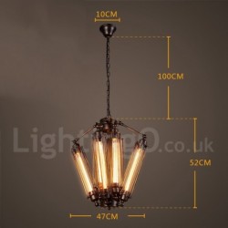 19" Wide Industrial Style Steel Lighting Pendant Chandelier