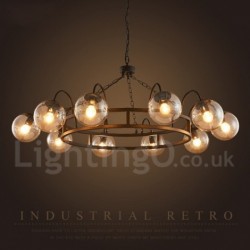 48" Wide 10 Light Industrial Style Steel Lighting Pendant Chandelier