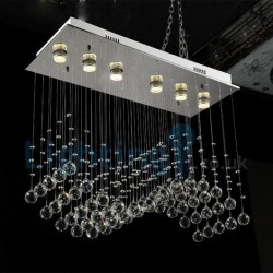 6 Light Modern Classic Downlight Electroplated Chandelier Crystal Rain Drop Light