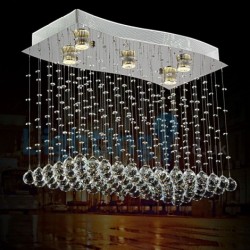 5 Light Modern Classic Downlight Electroplated Chandelier Crystal Rain Drop Light