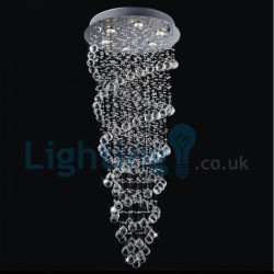 6 Light Spiral Modern Classic Downlight Electroplated Chandelier Crystal Rain Drop Light