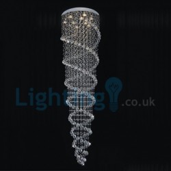 9 Light Spiral Modern Classic Downlight Electroplated Chandelier Crystal Rain Drop Light