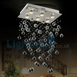 6 Light Modern Classic Downlight Electroplated Chandelier Crystal Rain Drop Light