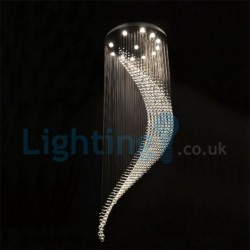 12 Light Spiral Modern Classic Downlight Electroplated Chandelier Crystal Rain Drop Light