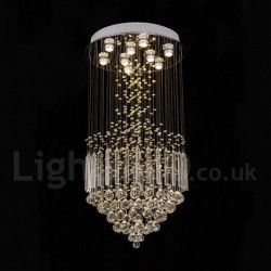 9 Light Modern Classic Downlight Electroplated Chandelier Crystal Rain Drop Light