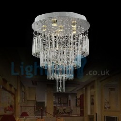 6 Light Modern Classic Downlight Electroplated Chandelier Crystal Rain Drop Light