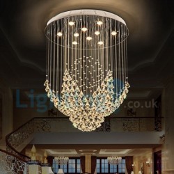 10 Light Modern Classic Downlight Electroplated Chandelier Crystal Rain Drop Light