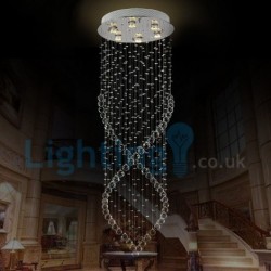 6 Light Spiral Modern Classic Downlight Electroplated Chandelier Crystal Rain Drop Light