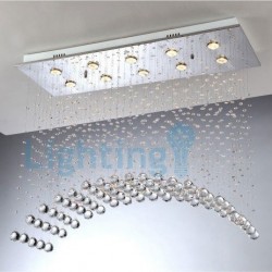 10 Light Modern Classic Downlight Electroplated Chandelier Crystal Rain Drop Light