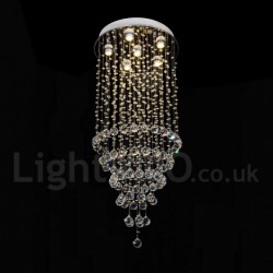 6 Light Modern Classic Downlight Electroplated Chandelier Crystal Rain Drop Light