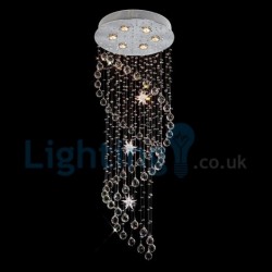 6 Light Spiral Modern Classic Downlight Electroplated Chandelier Crystal Rain Drop Light