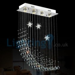 4 Light Modern Classic Downlight Electroplated Chandelier Crystal Rain Drop Light