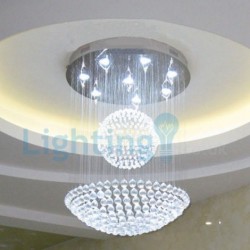Sphere and Hemisphere Modern Classic Downlight Electroplated Chandelier Crystal Rain Drop Light