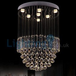 7 Light Modern Classic Downlight Electroplated Chandelier Crystal Rain Drop Light