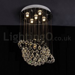 5 Light Modern Classic Downlight Electroplated Chandelier Crystal Rain Drop Light