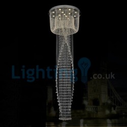 13 Light Spiral Modern Classic Downlight Electroplated Chandelier Crystal Rain Drop Light