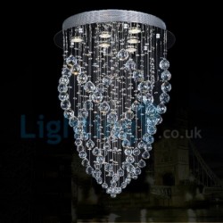 6 Light Modern Classic Downlight Electroplated Chandelier Crystal Rain Drop Light