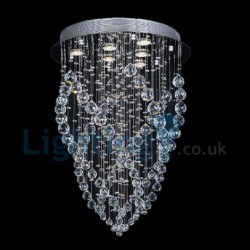 6 Light Modern Classic Downlight Electroplated Chandelier Crystal Rain Drop Light