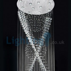 12 Light Spiral 4 Balls Modern Classic Downlight Electroplated Chandelier Crystal Rain Drop Light