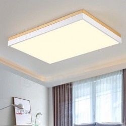 Nordic Rectangular Ultra-thin Solid Wood LED Ceiling Lamp