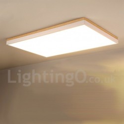Nordic Rectangular Ultra-thin Solid Wood LED Ceiling Lamp