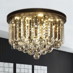 Retro Round Grey Crystal Ceiling Lights for