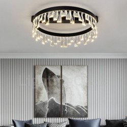 Modern Minimalist Creative Circular Ceiling Crystal Light Room