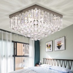 Contemporary 16 Inch / 20 Inch Square Crystal Flush Mount Ceiling Lights