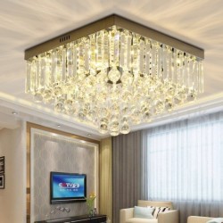 Contemporary 16 Inch / 20 Inch Square Crystal Flush Mount Ceiling Lights