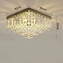 Contemporary 16 Inch / 20 Inch Square Crystal Flush Mount Ceiling Lights