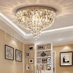 Contemporary Exquisite Round Flush Mount Crystal Ceiling Lights