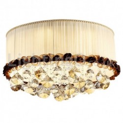 Contemporary/Modern 20 Inch Round Flush Mount Crystal Ceiling Lights Fabric Shade